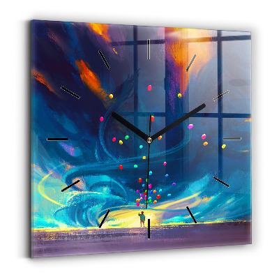 Négyzetes üvegóra 30x30 Gyermek és léggömbök