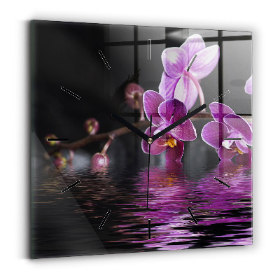 Szögletes üvegóra 30x30 Orchidea virág a vízen