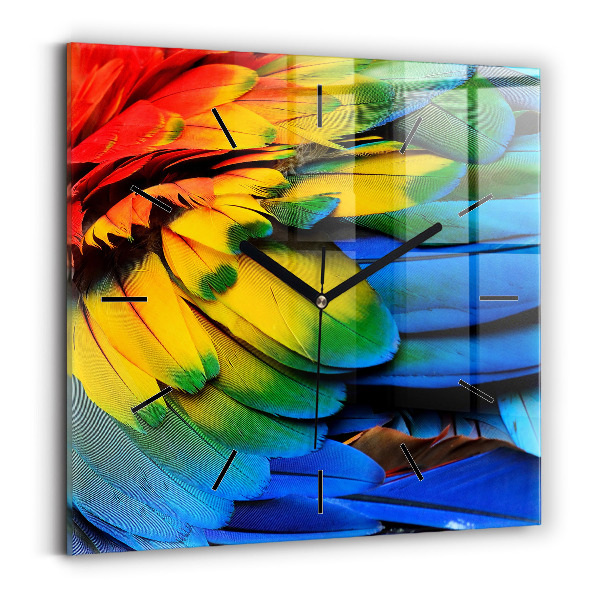 Szögletes üvegóra 30x30 Színes madárszárnyak