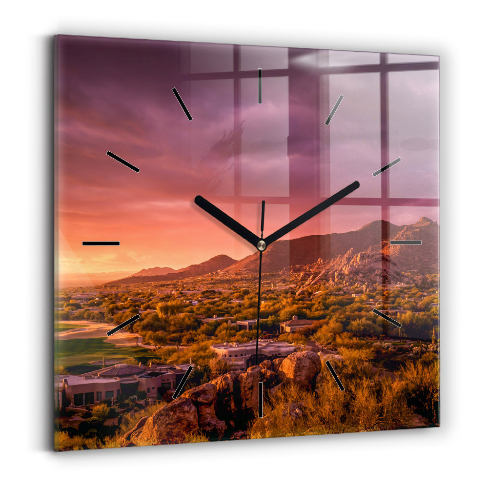 Szögletes üvegóra 30x30 North Scottsdale naplemente