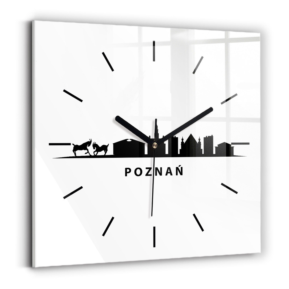Négyzet alakú üvegóra 30x30 Poznań panoráma grafika