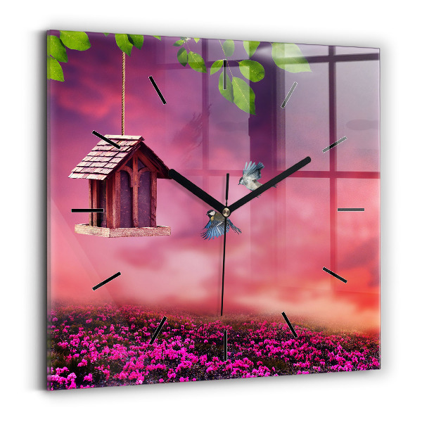 Szögletes fali üvegóra 30x30 Madárház