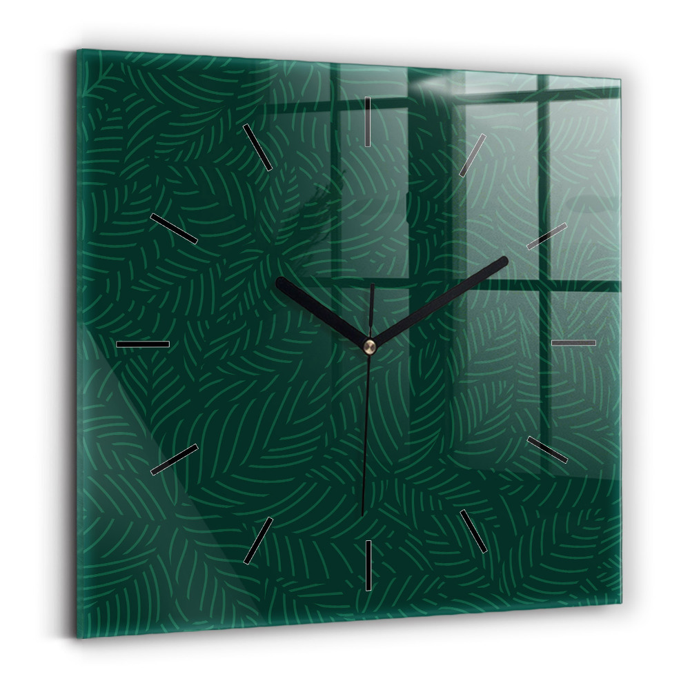 Szögletes üvegóra 30x30 Levelek minta