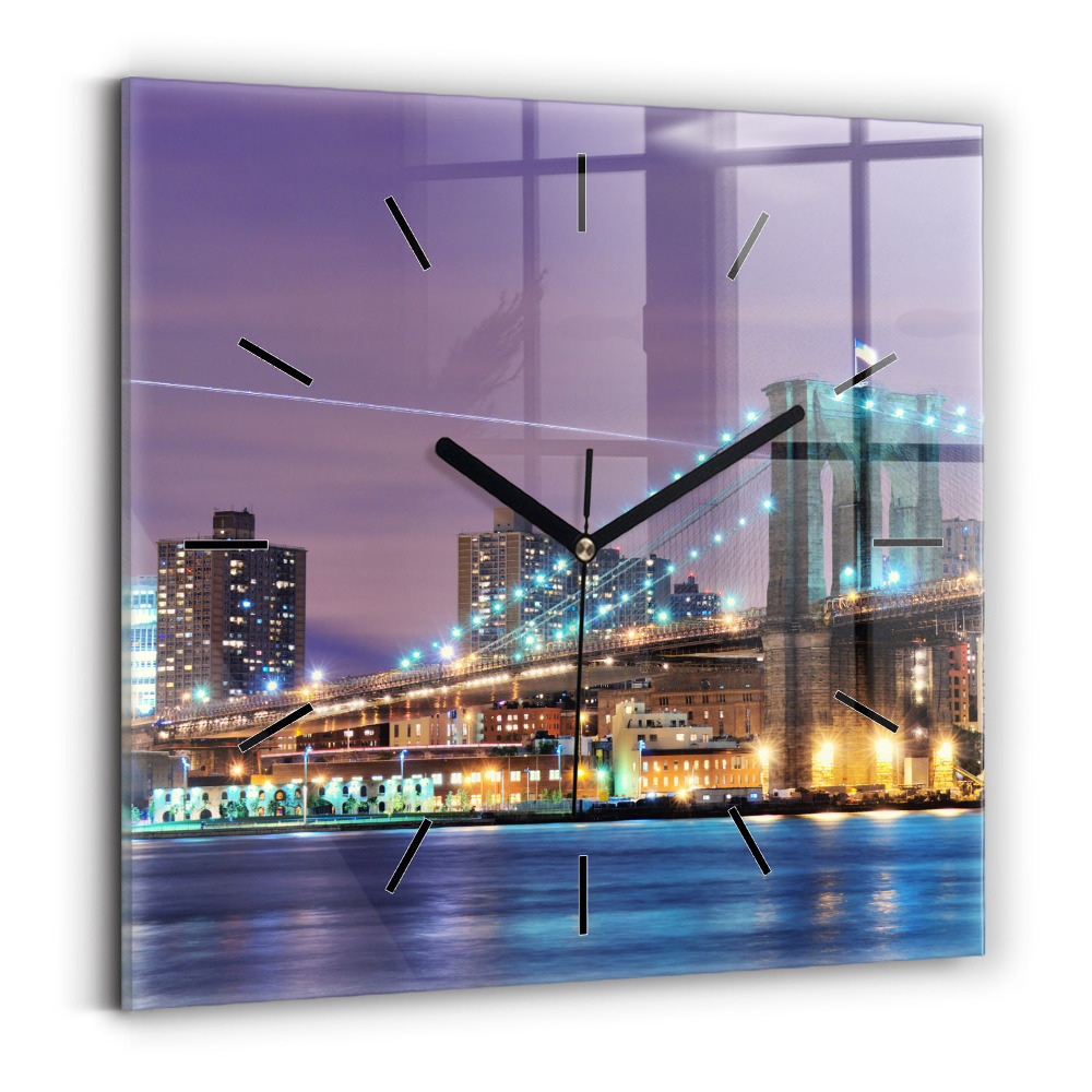 Négyzetes üvegóra 30x30 Brooklyn Bridge és East River