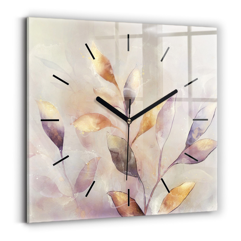 Szögletes fali üvegóra 30x30 Absztrakt boho levelek