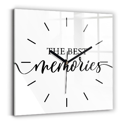 Négyzet alakú üvegóra 30x30 Emlékek felirat