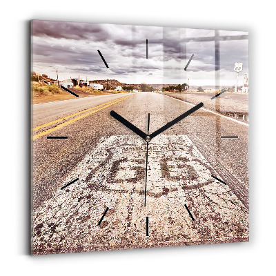 Szögletes fali üvegóra 30x30 Route 66 USA