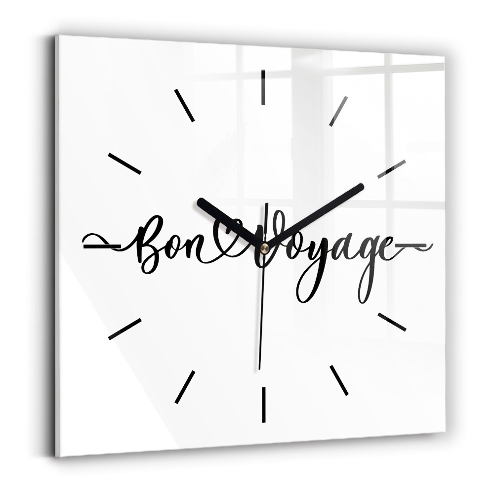Négyzet alakú üvegóra 30x30 Bon voyage felirat