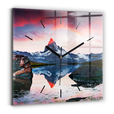 Szögletes fali üvegóra 30x30 Stellisee Matterhorn-tó