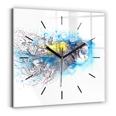 Szögletes fali üvegóra 30x30 A halak víz alatti élete