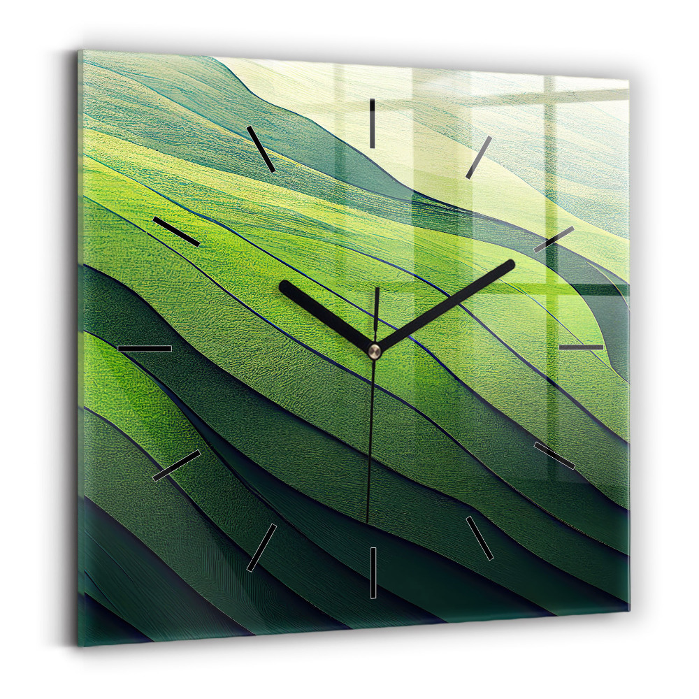 Szögletes fali üvegóra 30x30 Absztrakt zöld mezők