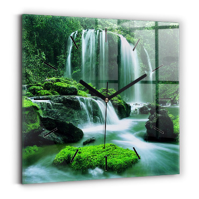 Szögletes üvegóra 30x30 Vízesés moha között