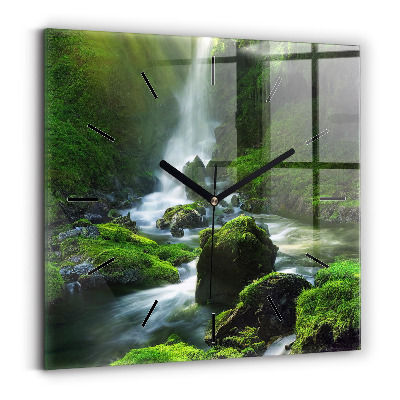 Szögletes fali üvegóra 30x30 Vízesés és sziklák