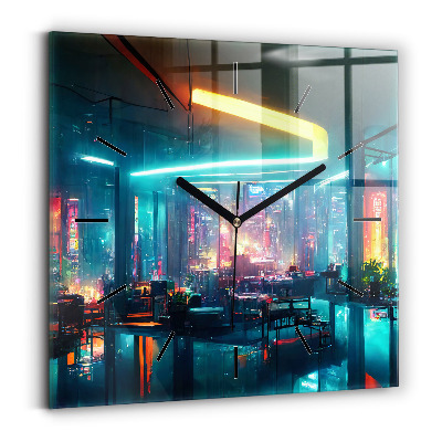Szögletes üvegóra 30x30 Egy város cyberpunk stílusban