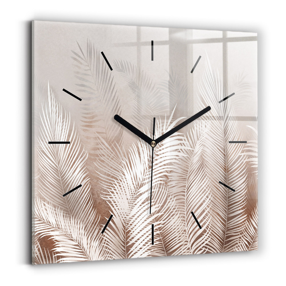 Négyzet alakú üvegóra 30x30 Trópusi boho levelek