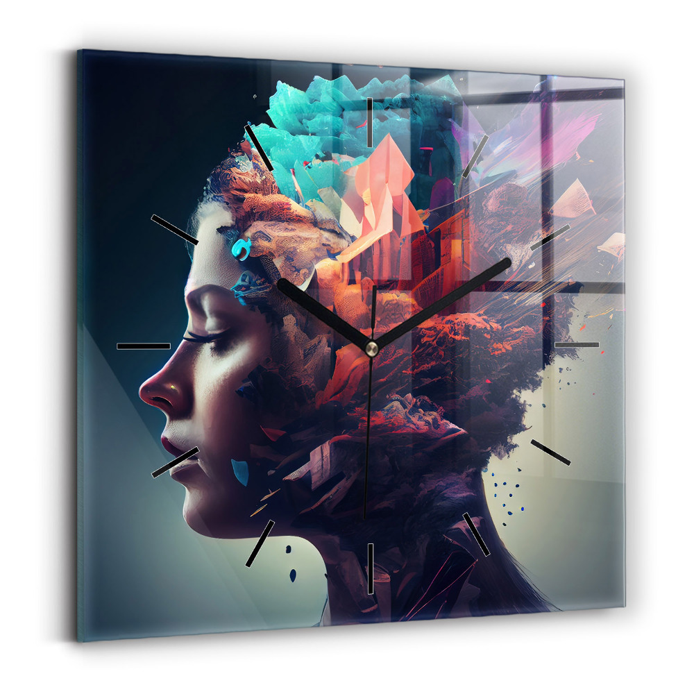 Szögletes üvegóra 30x30 Absztrakt nő