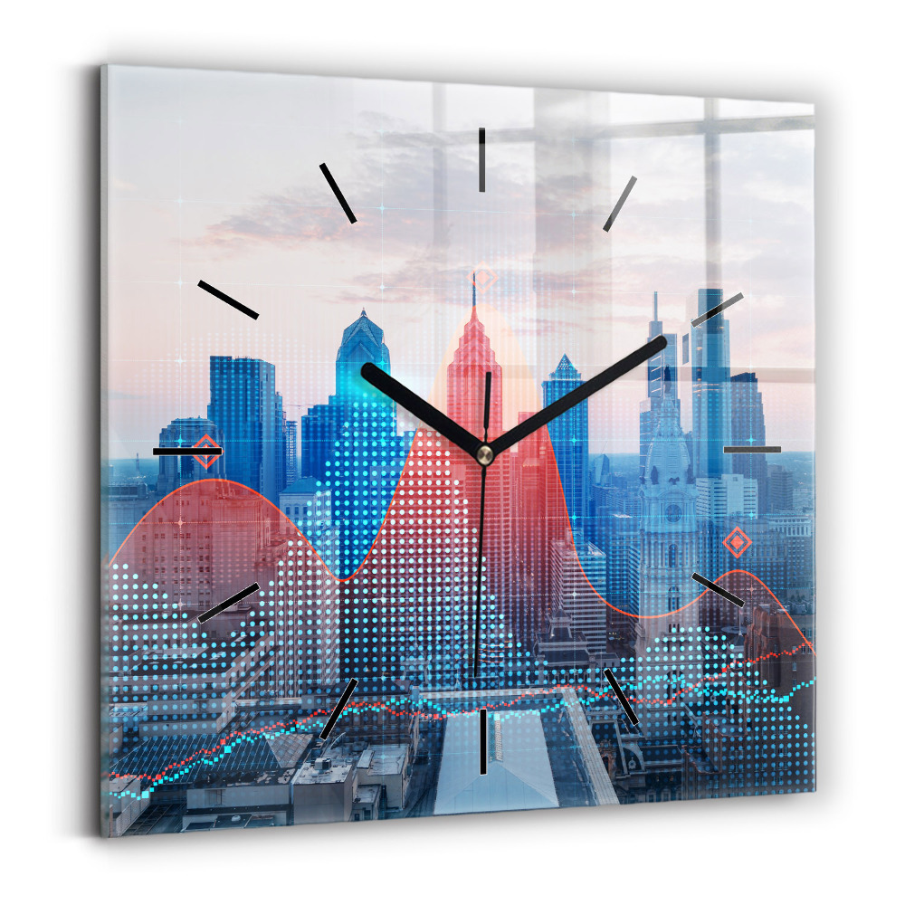 Négyzetes üvegóra 30x30 Felhőkarcolók Philadelphiában