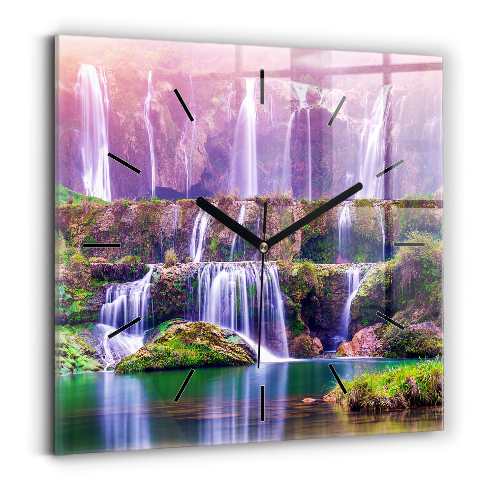 Szögletes fali üvegóra 30x30 Jiulong vízesés, Kína