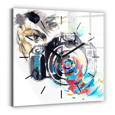 Négyzetes üvegóra 30x30 Fotós nő