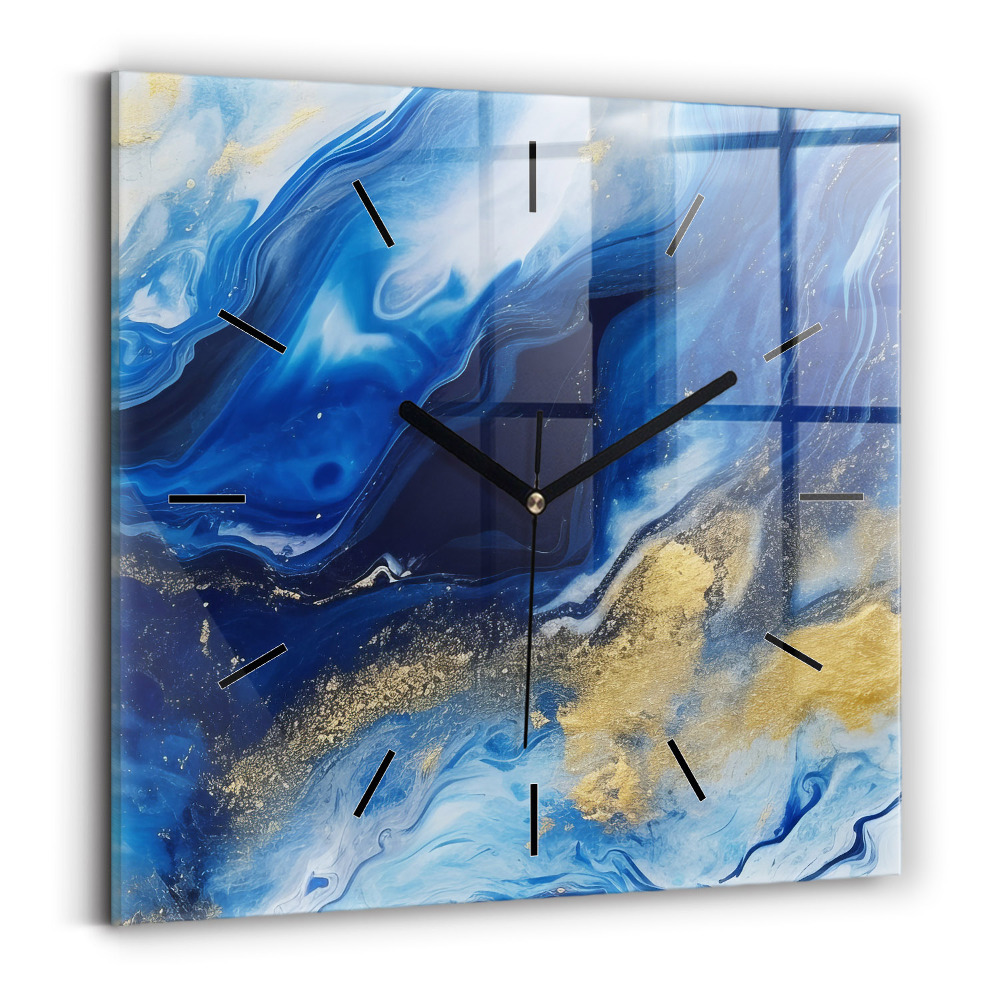 Négyzet alakú üvegóra 30x30 Kék márvány