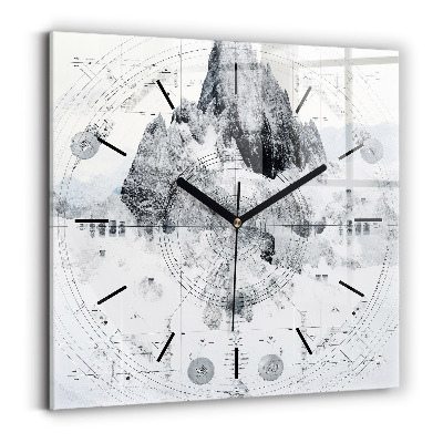 Szögletes üvegóra 30x30 Rajzfilm hegyek