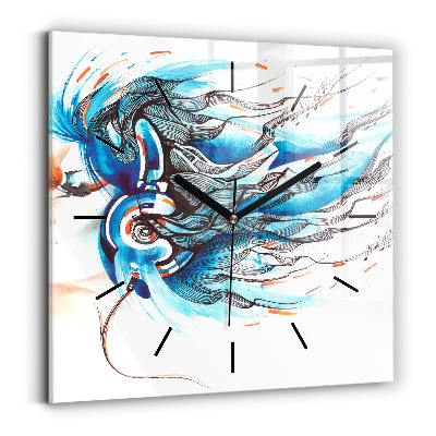 Szögletes üvegóra 30x30 Fejhallgató illusztráció