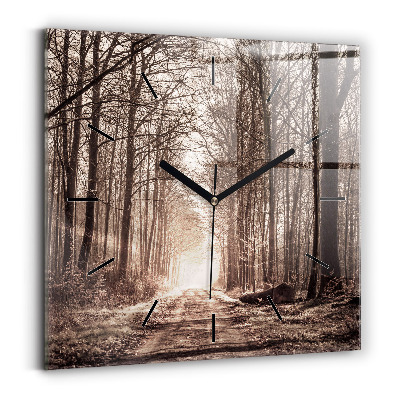 Négyzetes üvegóra 30x30 Erdei ösvény szépia