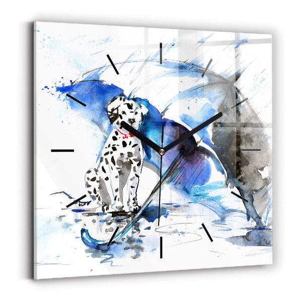 Szögletes üvegóra 30x30 Dalmata és esernyő