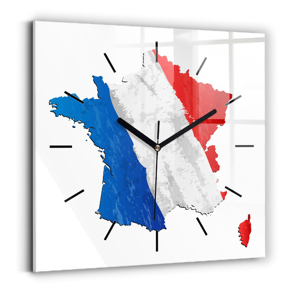 Szögletes üvegóra 30x30 francia zászló