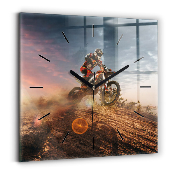 Négyzetes üvegóra 30x30 Ember egy motorkerékpáron
