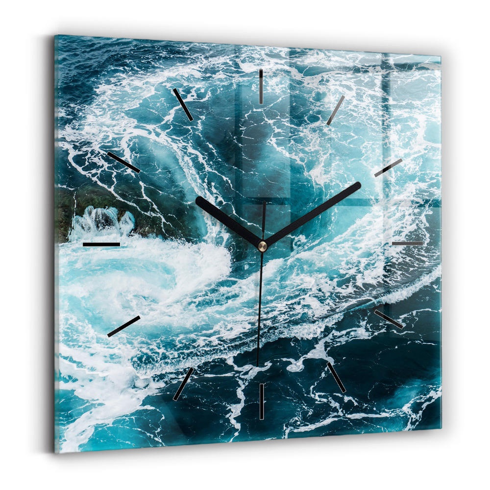 Szögletes üvegóra 30x30 Kavargó habos hullámok