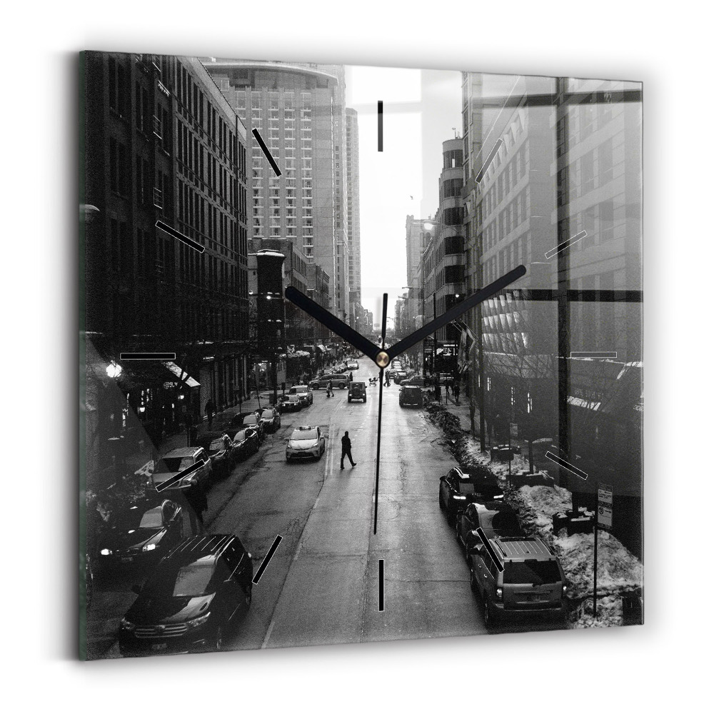 Négyzetes üvegóra 30x30 Chicago város utcáin