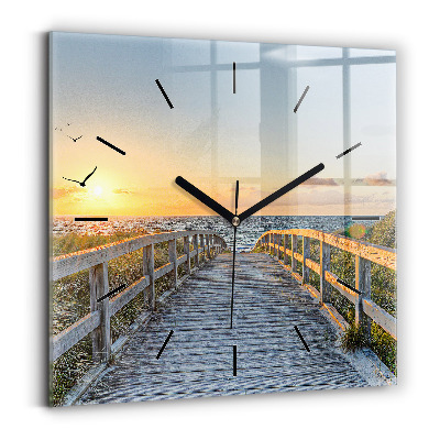 Négyzetes üvegóra 30x30 Tengerparti nyaralás