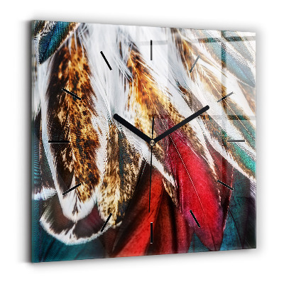 Szögletes üvegóra 30x30 Világosbarna madártollak