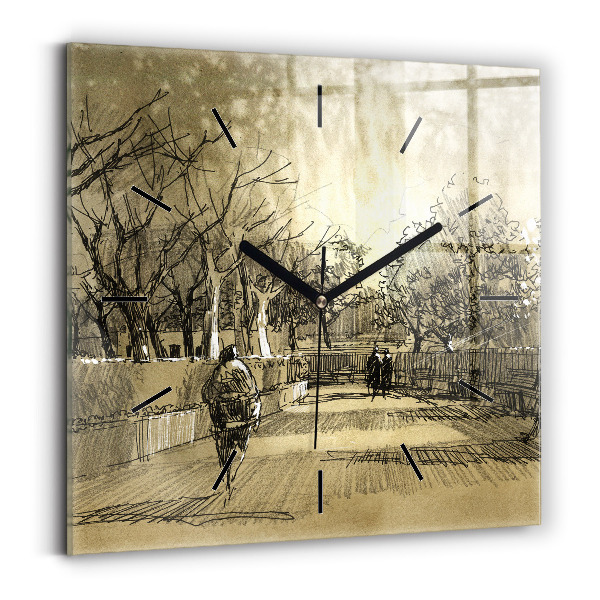 Szögletes fali üvegóra 30x30 Park és a szépia fák