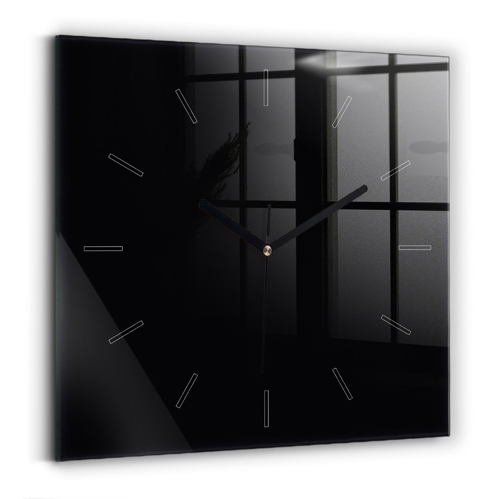 Szögletes üvegóra 30x30 Fekete