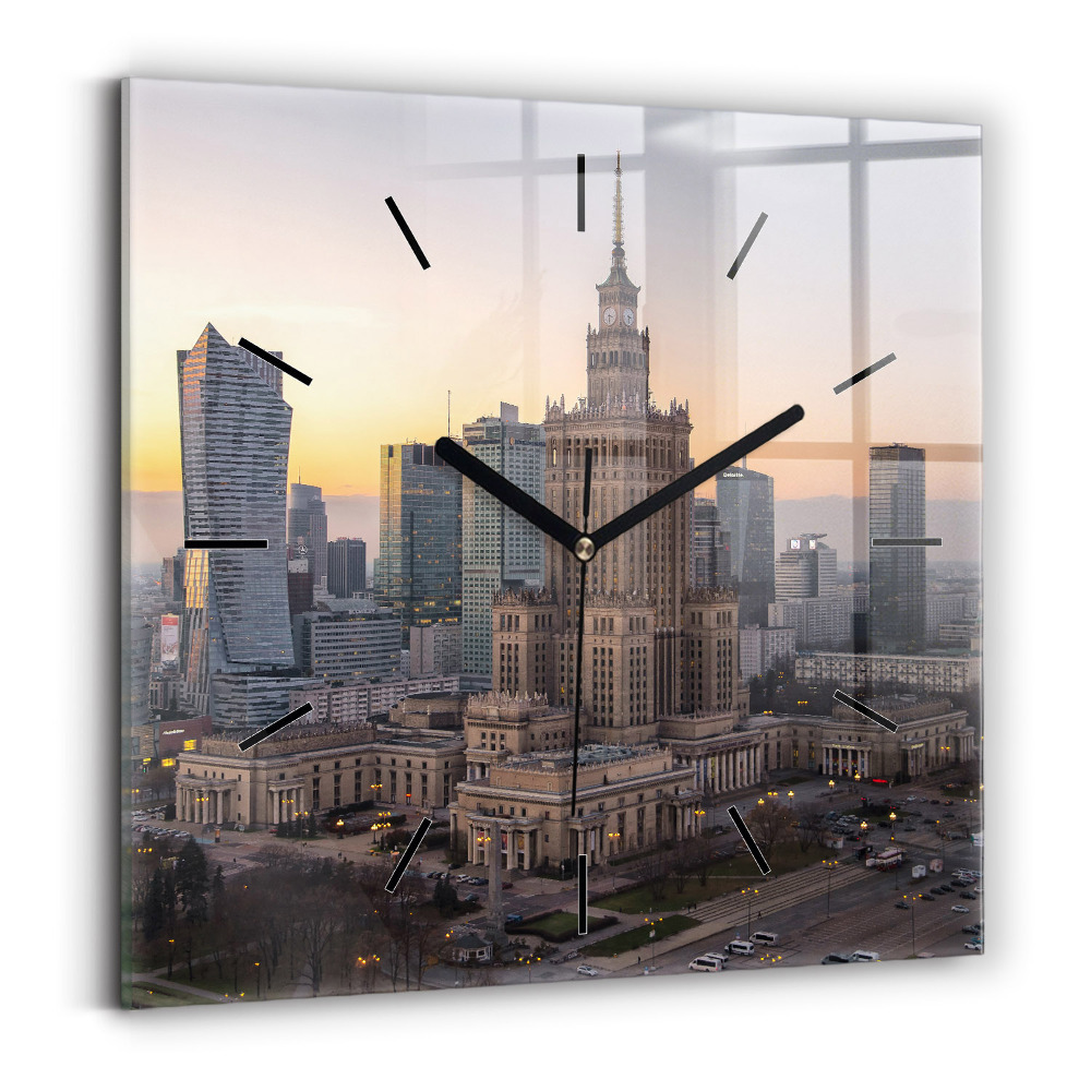 Négyzetes üvegóra 30x30 Varsói panoráma