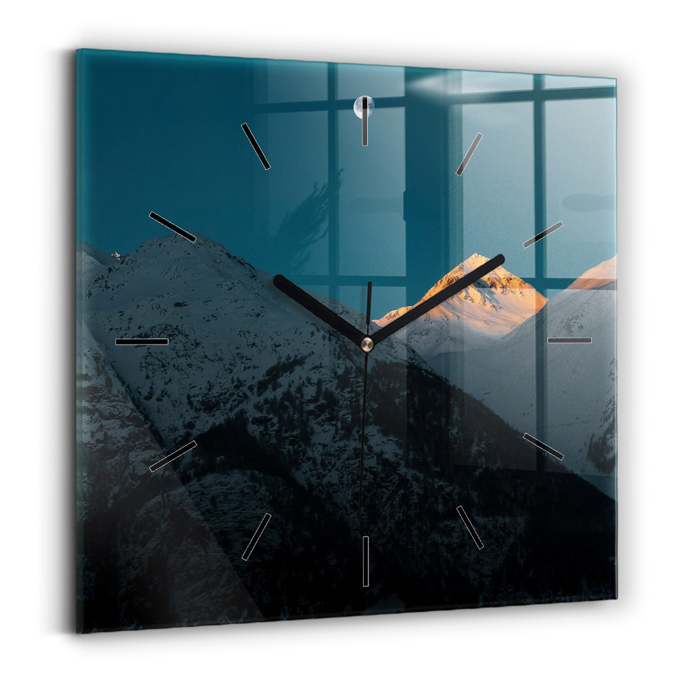 Szögletes fali üvegóra 30x30 Naplemente a hegyekben