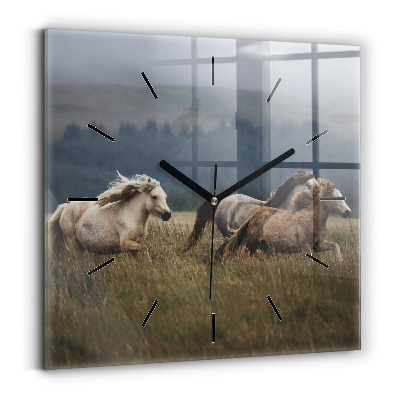 Szögletes fali üvegóra 30x30 Lovak vágtatnak