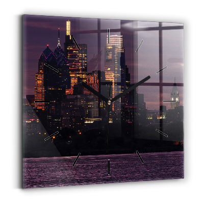 Szögletes fali üvegóra 30x30 Philadelphia város látképe