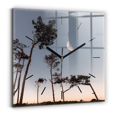 Négyzetes üvegóra 30x30 Félhold és a fák