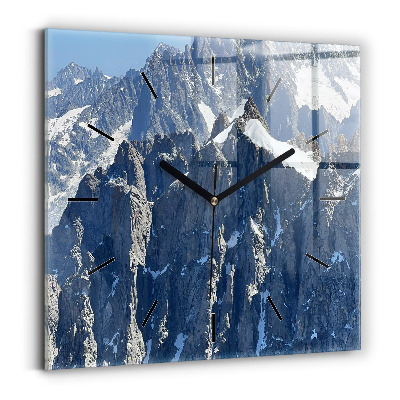 Szögletes fali üvegóra 30x30 Alpok hegyek télen