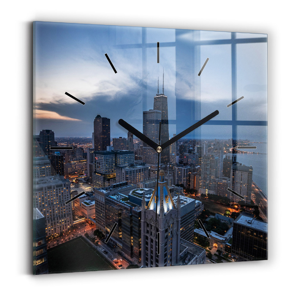 Szögletes üvegóra 30x30 Fénykép Chicagoról