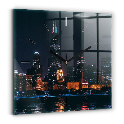 Négyzet alakú üvegóra 30x30 Chicago városkép