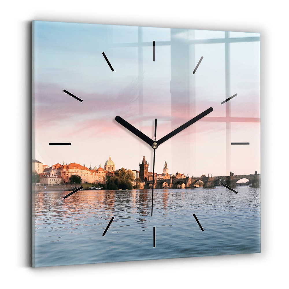 Négyzetes üvegóra 30x30 Károly híd Prágában