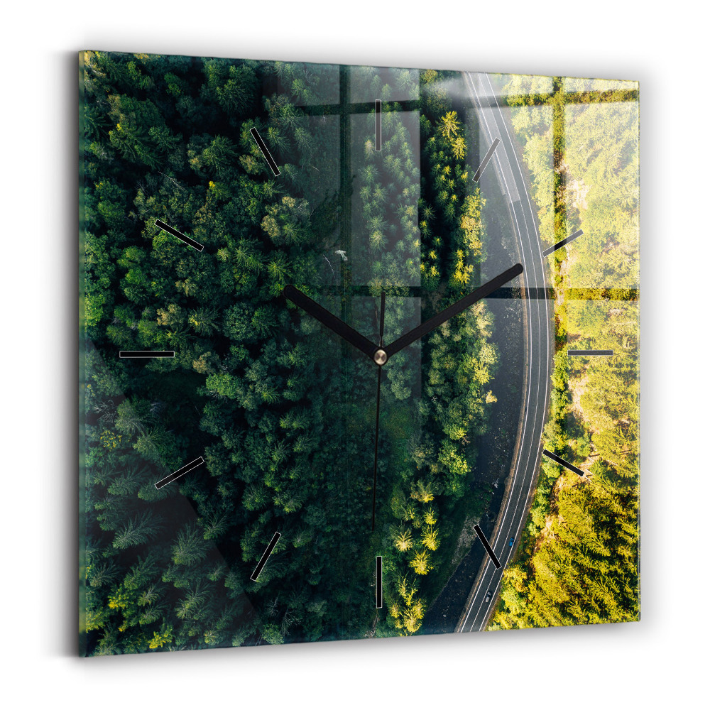 Szögletes üvegóra 30x30 Erdő madártávlatból