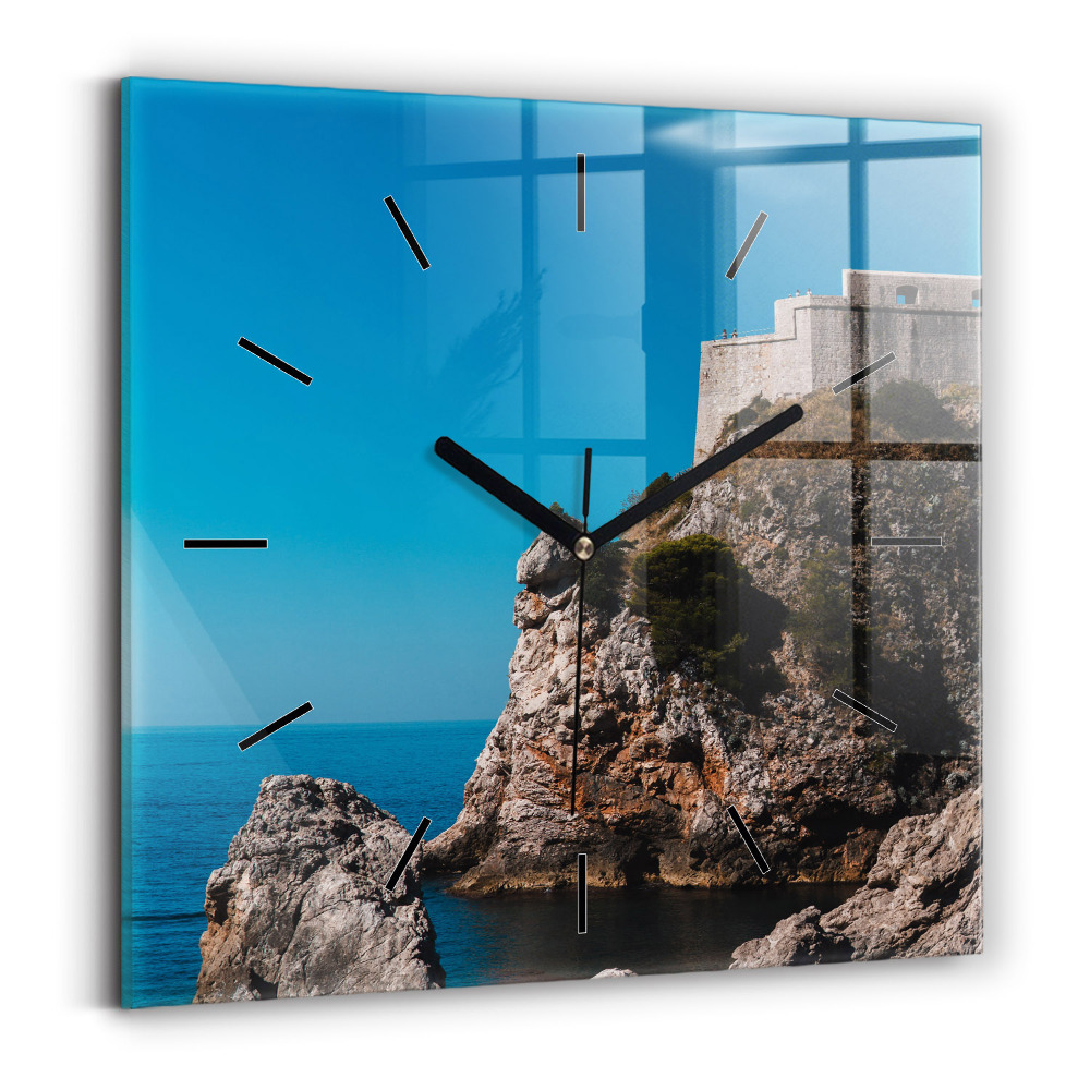 Szögletes fali üvegóra 30x30 Sziklák Dubrovnikban