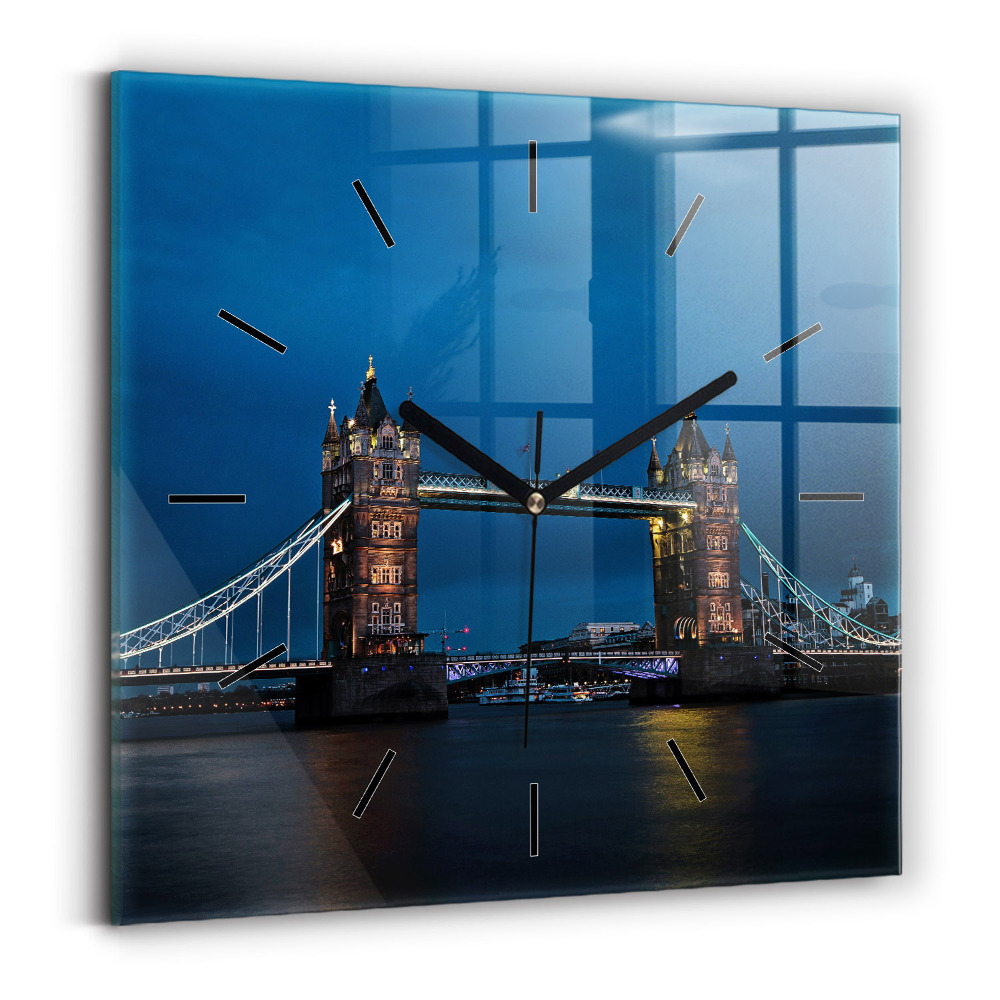 Négyzetes üvegóra 30x30 Tower Bridge London éjjel