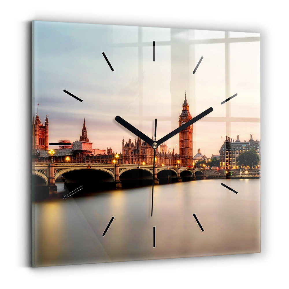 Négyzet alakú üvegóra 30x30 Big Ben London látképe