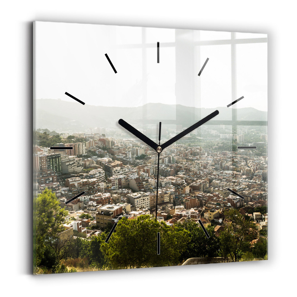 Négyzet alakú üvegóra 30x30 Barcelona kilátás a Montjuic-ra